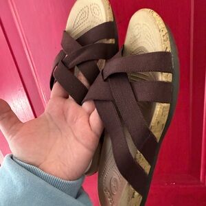 CROCS Brown Sandals with Textured Sole